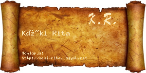 Kéki Rita névjegykártya